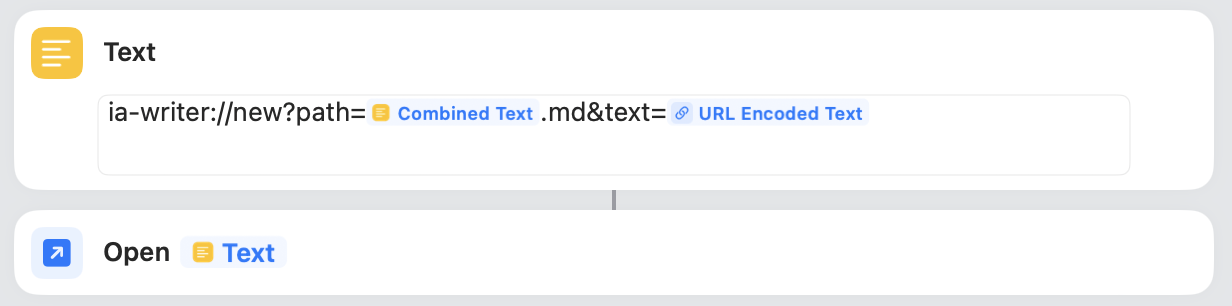 Use x-callback-url to open iA Writer with today's exercise.